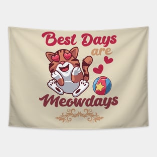 Best Days Are Meowdays Cute Heart Eyes Cat Tapestry