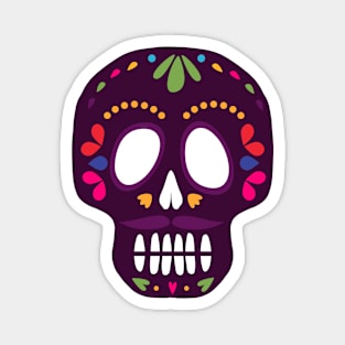 Day of the Dead Colorful Skull Calavera Moustache Magnet