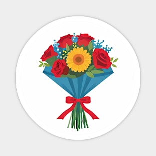 Lovely Bouquet of red, blue, and yellow flowers. Magnet