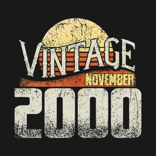 Born On 2000 November - Gift For 20 Year Old & 20th Birthday T-Shirt