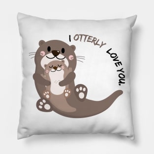 Otterly Love You - Valentine’s Day/ Anniversary Greeting Card  for wife/husband, partner, children, or loved ones - Great for stickers, t-shirts, art prints, and notebooks too Pillow