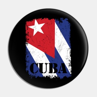 Cuban Flag With Cuba, Distressed Pin