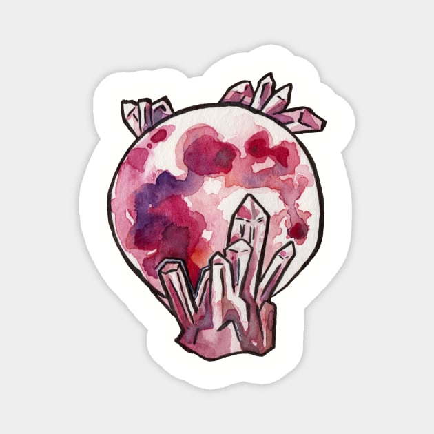 Rose Quartz and the Pink Moon Magnet by JenTheTracy