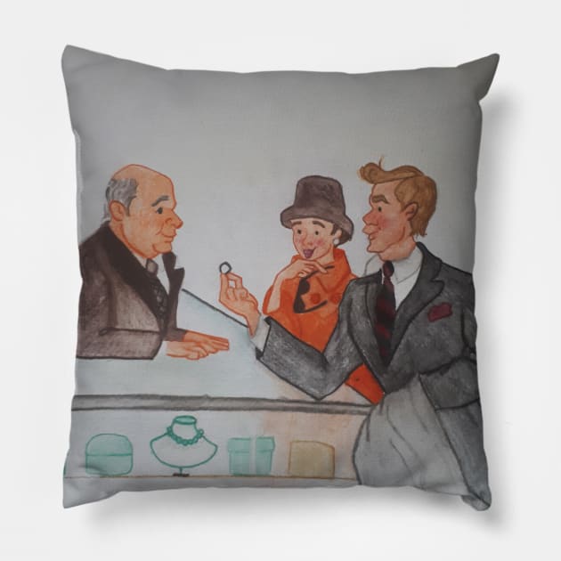 Holly Golightly Watercolour Artwork Pillow by Le petit fennec