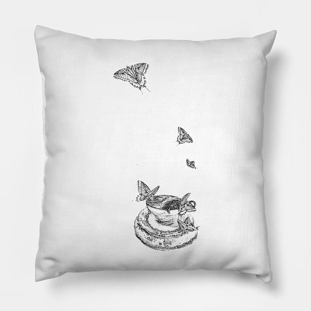 Butterfly Tea Party Pillow by MokaFocus