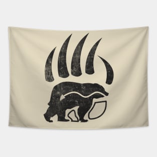 Native American Bear Paws Design Black Print Tapestry