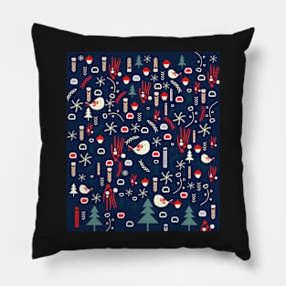 Christmas pattern with cute birds II Pillow