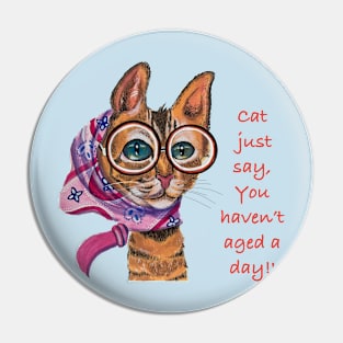 Cat lady in Scarf and Round Red Glasses Pin