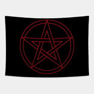 Pentagram Red and Black Tapestry