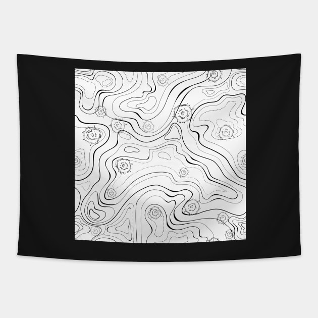 Topographic map pattern Tapestry by Avisnanna