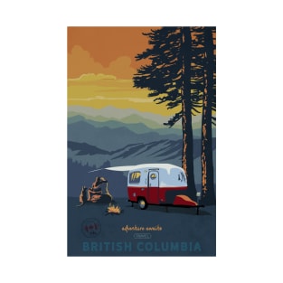 Retro Travel BC camping poster sunset scene T-Shirt