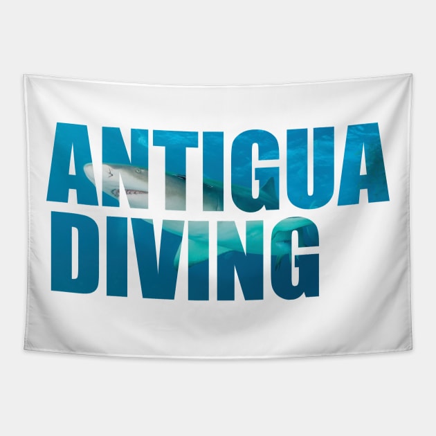 Antigua Diving – Scuba Diver Design – Shark Tapestry by BlueTodyArt