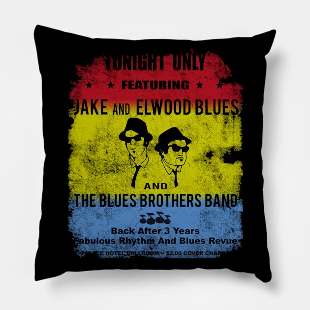 The Blues Brothers concert poster, distressed Pillow by woodsman