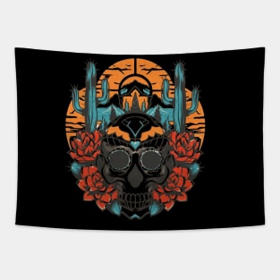 Skull in Desert Tattoo art Tapestry