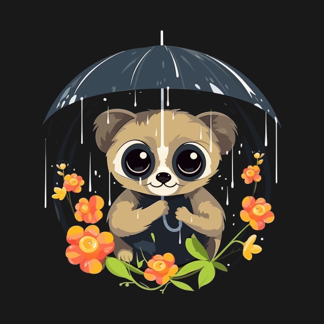 Slow Loris Rainy Day With Umbrella by JH Mart