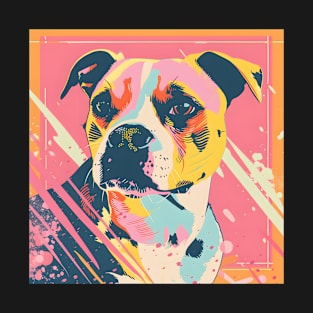 70s Staffordshire Bull Terrier Vibes: Pastel Pup Parade T-Shirt