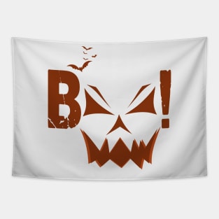 BOO Pumpkin Face Crazy Halloween Pumpkin Jack-O Lantern - Toothy Grin - Scary Glow Smile Tapestry