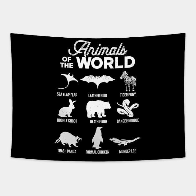 Animals of the World Funny Rare Exotic Animals Tapestry by RiseInspired