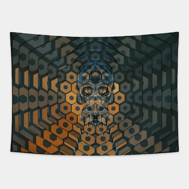 Electroluminated Skull Radiate - Dusk Sunset Tapestry by Boogie 72