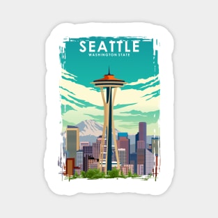 Seattle Washington State Travel Poster Magnet