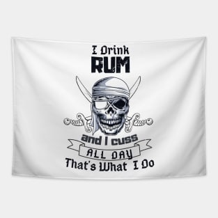 I Drink Rum Pirate Skull Funny Costume Tapestry