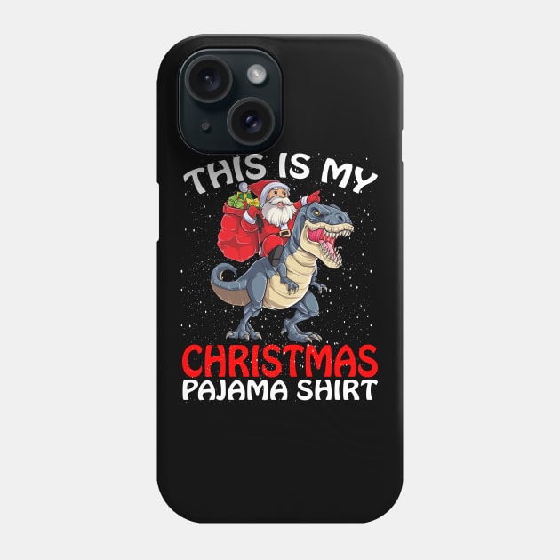 This is my Christmas Pajama Shirt Santa Riding Dinosaur Phone Case by intelus