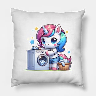 Magical Laundry Day with Unicorns 🧺 Pillow