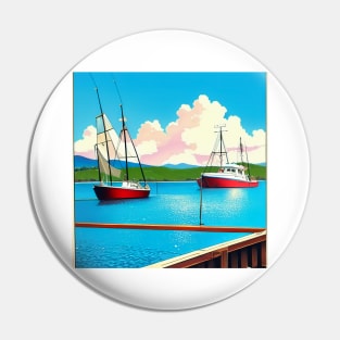 Boat Fishing Dock Poster Pin