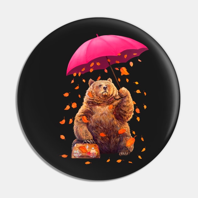 Bear with umbrella Pin by kodamorkovkart