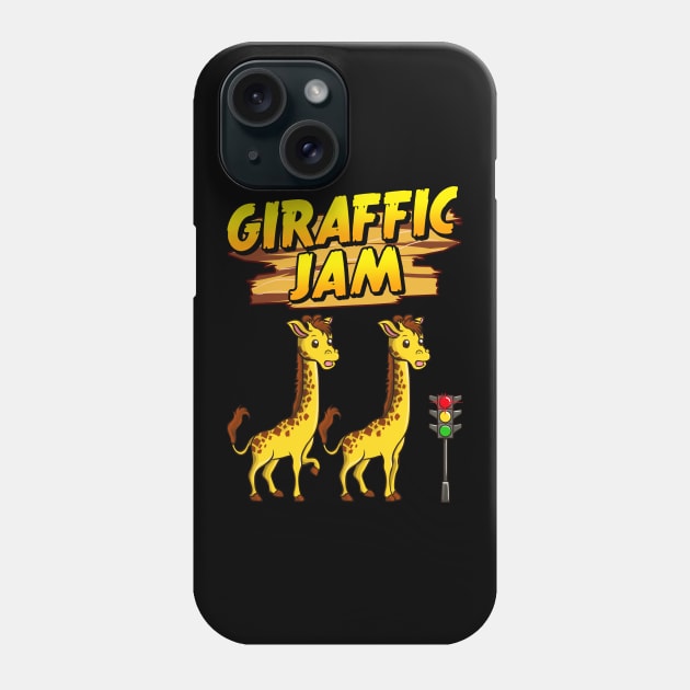 Adorable Giraffic Jam Pun Traffic Jam Giraffes Phone Case by theperfectpresents