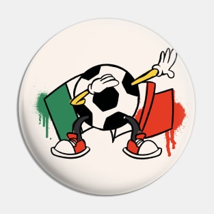 Dabbing Soccer Ball Cartoon Mexico Mexican Flag Football Pin