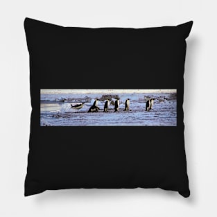 Emperor Penguins Coming Home Pillow