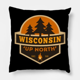 Wisconsin Up North Retro Pillow