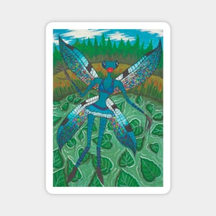 Dragonfly lady with rainbow wings Magnet