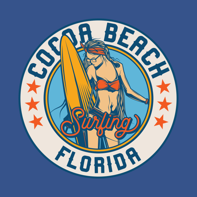 Vintage Surfing Badge for Cocoa Beach, Florida by SLAG_Creative