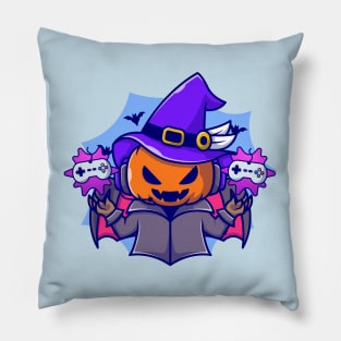 Cute Witch Pumpkin Gaming Cartoon Pillow