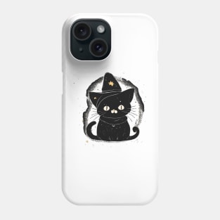 Cute black Halloween kitty in a hat Phone Case