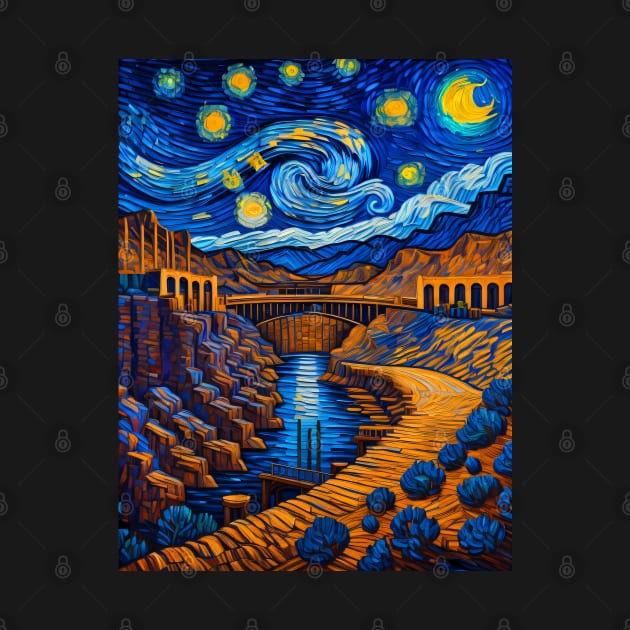 Hoover Dam in starry night by FUN GOGH