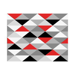 Modern Geometric Triangles Pattern | Red Grey T-Shirt