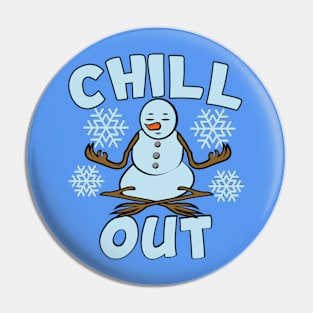 Funny Chill Out Yoga Snowman Pin