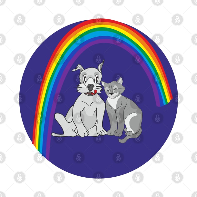 Dog Cat and rainbow by Alekvik