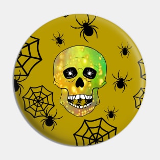 SKULL Head  Horror Happy Halloween Horror Gold Pin