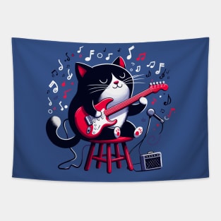 Cat Playing Guitar Tapestry