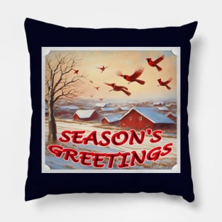Season's Greetings Winter Wonderland Pillow
