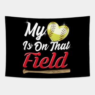 My Heart is on That Field! Softball Family Gift Tapestry