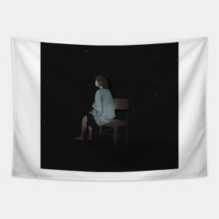 girl sitting alone Tapestry