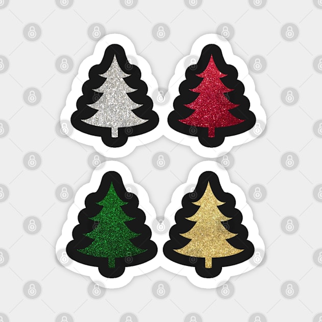 Minimalistic Faux Glitter Christmas Tree Pack Magnet by Felicity-K