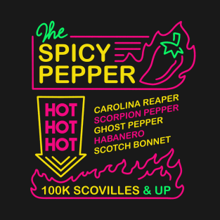 The Spicy Pepper - Spicy Food Lover Vintage Neon Sign T-Shirt