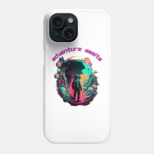 Adventure Awaits TShirt, Cosmic, Astronaut In Space, Planets, Vibrant Colors Phone Case