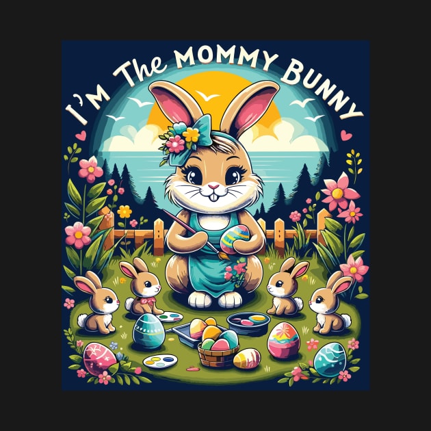 Adorable Mommy Bunny and Babies Springtime Love Design by Firesquare